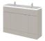 Hudson Reed Fusion 1200mm Pebble Grey 4-Door Floor Standing Vanity with Double Basin Soft Close