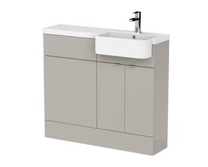 Hudson Reed Fusion 1000mm Pebble Grey Combination Unit & Semi Recessed Basin With Handles With Soft Close Doors
