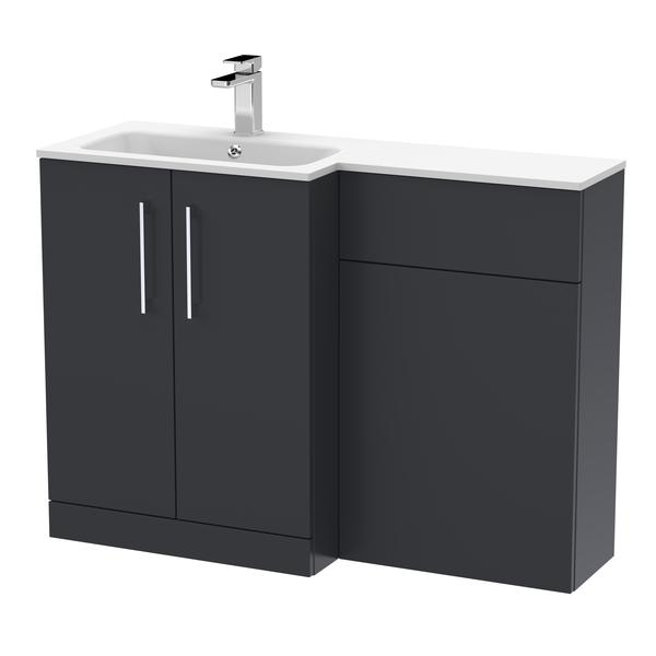 Nuie Arno 1100mm Left Hand Soft Black Vanity Unit With Basin