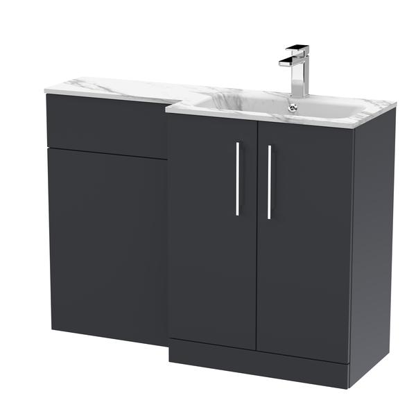 Nuie Arno 1100mm Right Hand Soft Black Combination Unit With Basin