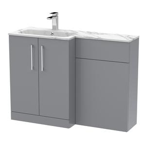 Nuie Arno 1105mm Left Hand Satin Grey Combination Unit With 1 Tap Hole Basin