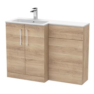 Nuie Arno 1100mm Left Hand Bleached Oak Vanity Unit Including Basin