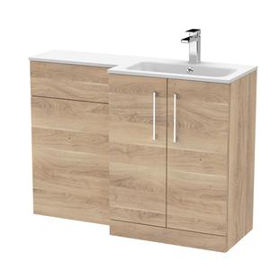 Nuie Arno 1100mm Right Hand Bleached Oak Floor Standing Vanity Unit with Basin