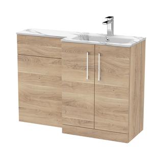 Nuie Arno 1100mm Right Hand Bleached Oak Combination Unit with Stone Basin