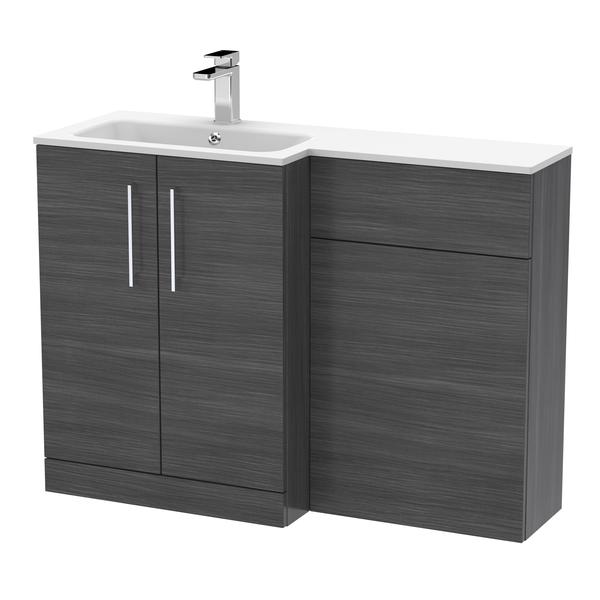 Nuie Arno 1100mm Left Hand Anthracite Woodgrain Combination Unit With Basin