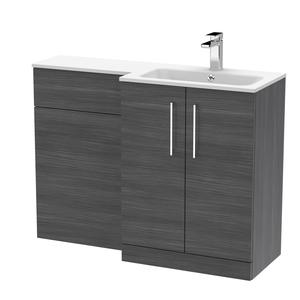 Nuie Arno 1105mm Right Hand Anthracite Woodgrain Combination Unit With Soft Close Doors