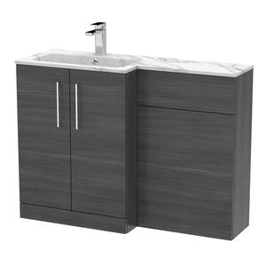 Nuie Arno 1100mm Left Hand Anthracite Woodgrain Combination Unit With 1 Tap Hole Basin