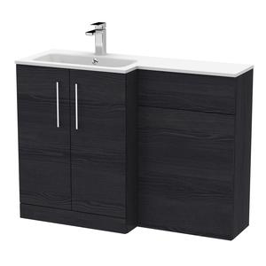Nuie Arno 1100mm Left Hand Charcoal Black Woodgrain Combination Vanity Unit With Basin & Handles