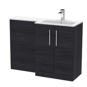 Nuie Arno 1100mm Right Hand Charcoal Black Floor Standing Combination Unit With Basin