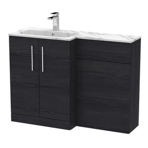 Nuie Arno 1100mm Left Hand Charcoal Black Woodgrain Combination Unit With Handles