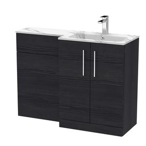 Nuie Arno 1100mm Right Hand Charcoal Black Combination Unit With Basin