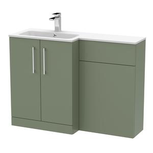 Nuie Arno 1100mm Left Hand Satin Green Combination Unit With Basin