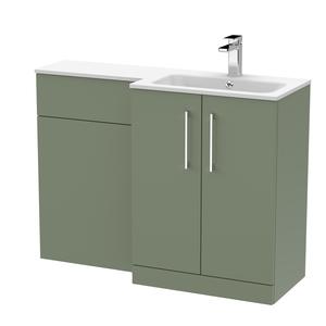 Nuie Arno 1100mm Right Hand Satin Green Combination Unit With Soft Close Doors