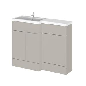 Hudson Reed Fusion 1100mm Left Hand Pebble Grey Combination Unit With Basin, Handles & Overflow