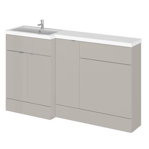 Hudson Reed Fusion 1500mm Left Hand Pebble Grey Combination Vanity Unit Ready-built With Handles