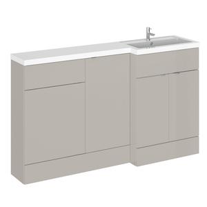 Hudson Reed Fusion 1500mm Right Hand Pebble Grey Combination Unit with Basin & Handles