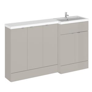Hudson Reed Fusion 1500mm Right Hand Pebble Grey Combination Unit With 2 Handles
