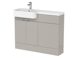 Hudson Reed Fusion 1100mm Pebble Grey Left Hand Semi Recessed Combination Unit with Soft Close Doors & Handles