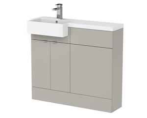 Hudson Reed Fusion 1000mm Pebble Grey Left Hand Combination Unit with Semi Recessed Basin with Soft Close Doors