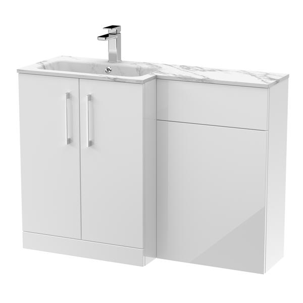 Nuie Arno 1100mm Left Hand Gloss White Combination Unit Including Basin