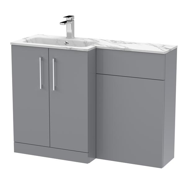 Nuie Arno 1105mm Left Hand Satin Grey Combination Unit With 1 Tap Hole Basin