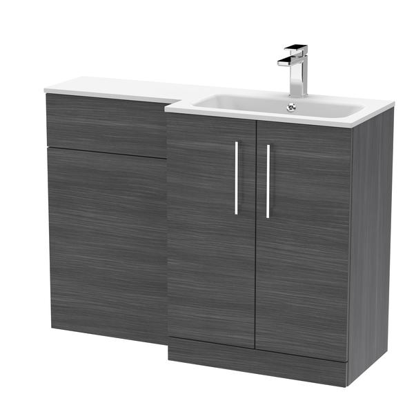 Nuie Arno 1105mm Right Hand Anthracite Woodgrain Combination Unit With Soft Close Doors