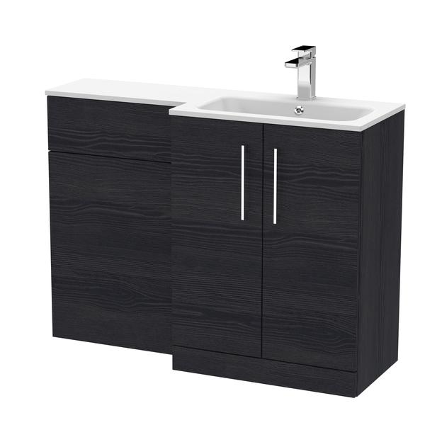 Nuie Arno 1100mm Right Hand Charcoal Black Floor Standing Combination Unit With Basin