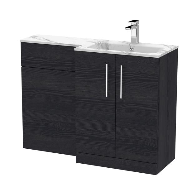 Nuie Arno 1100mm Right Hand Charcoal Black Combination Unit With Basin