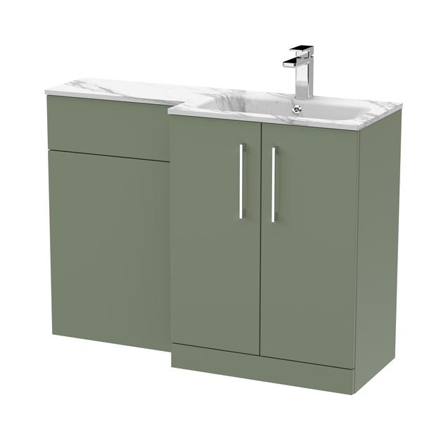 Nuie Arno 1100mm Right Hand Satin Green Combination Unit With Basin