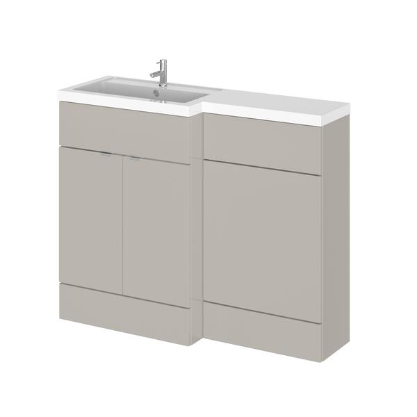 Hudson Reed Fusion 1100mm Left Hand Pebble Grey Combination Unit With Basin, Handles & Overflow