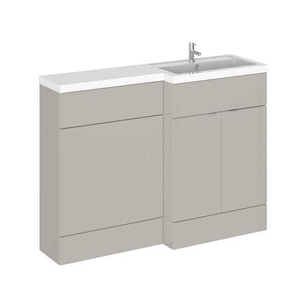 Hudson Reed Fusion 1200mm Right Hand Pebble Grey Combination Basin Unit With Handles
