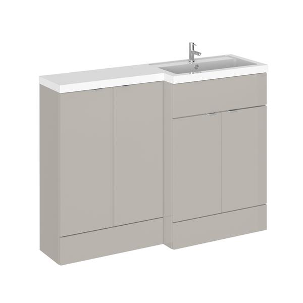 Hudson Reed Fusion 1200mm Right Hand Pebble Grey Combination Unit With Handles
