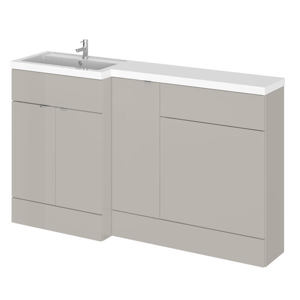 Hudson Reed Fusion 1500mm Left Hand Pebble Grey Combination Vanity Unit Ready-built With Handles