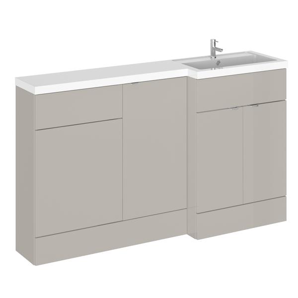 Hudson Reed Fusion 1500mm Right Hand Pebble Grey Combination Unit with Basin & Handles