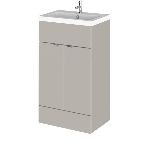 Hudson Reed Fusion 500mm Pebble Grey Vanity Unit & Basin Ready Built