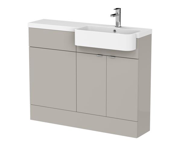 Hudson Reed Fusion 1100mm Pebble Grey Right Hand Combination Unit with Semi Recessed Basin