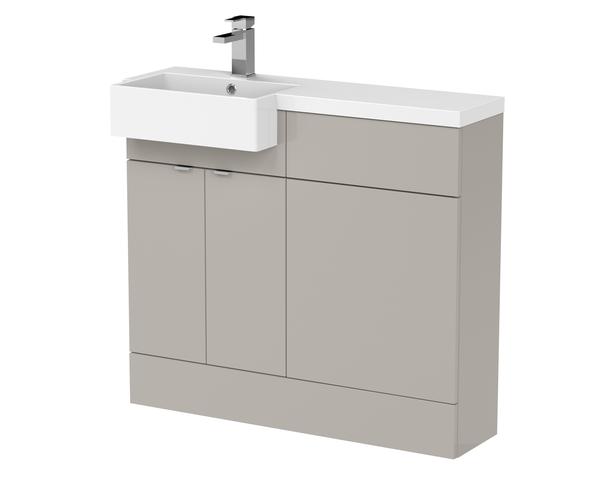 Hudson Reed Fusion 1000mm Pebble Grey Left Hand Combination Unit with Semi Recessed Basin with Soft Close Doors