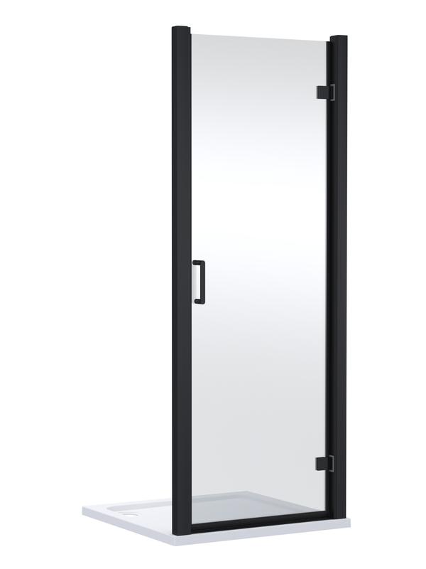 800mm Hinged Shower Door- Matt Black