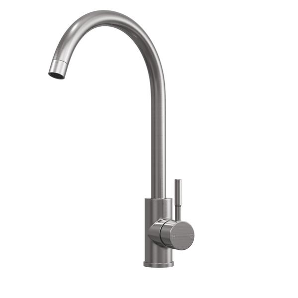 TOP-FIX Vito Swan Kitchen Mixer - Brushed Steel