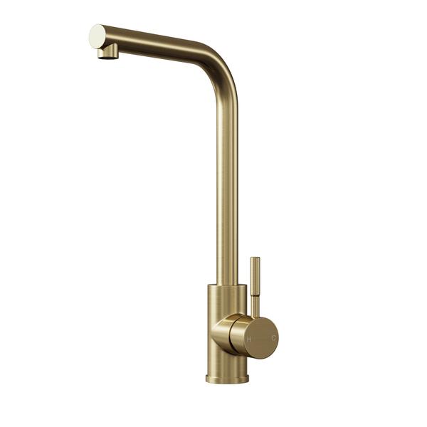 TOP-FIX Vito L-Neck Kitchen Mixer - Brushed Brass