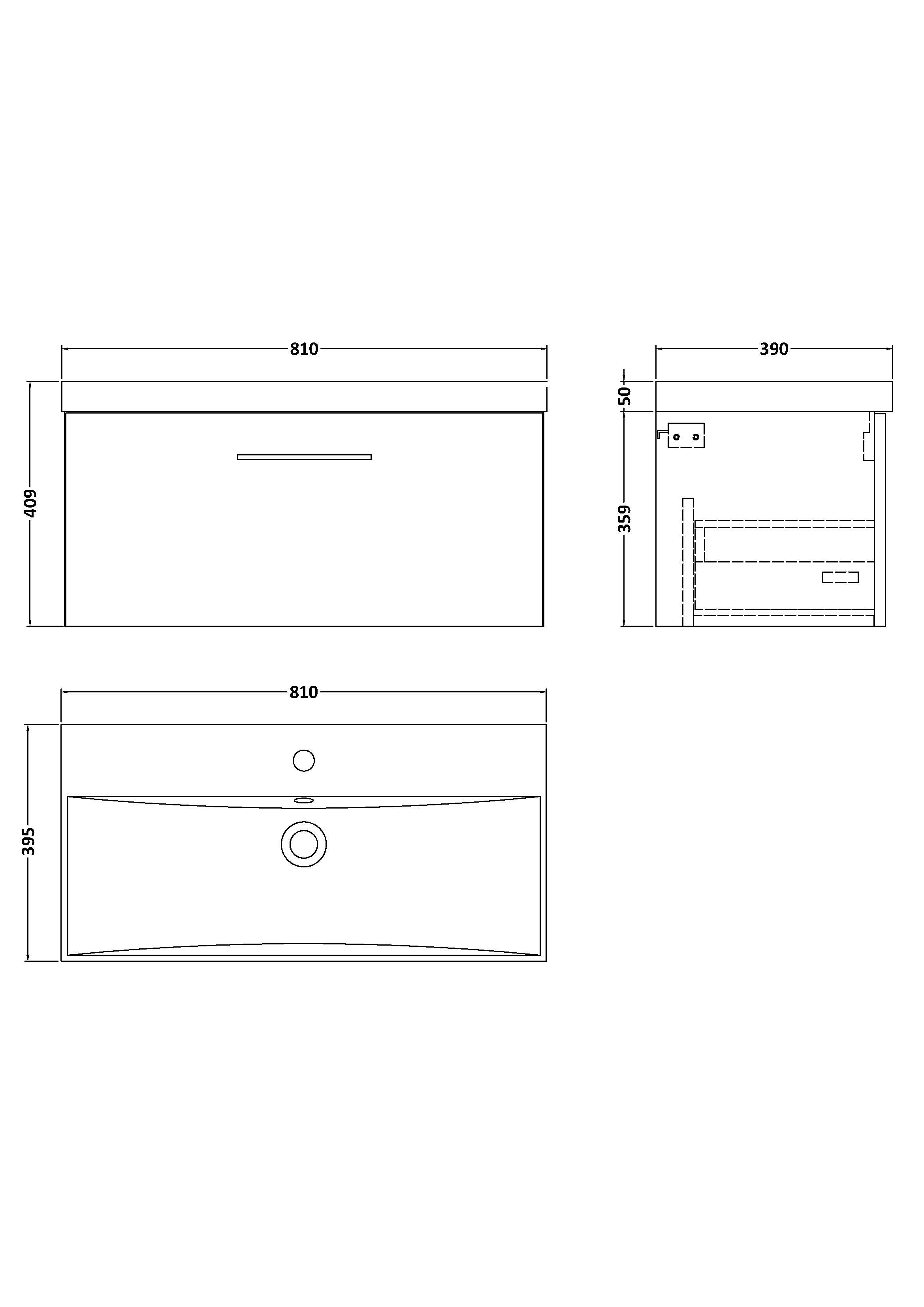 800mm Wall Hung 1 Drawer Vanity & Basin 3 #2