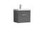 Nuie Athena 500mm Anthracite Woodgrain Wall Hung Single Drawer Vanity Unit & 1 Tap Hole Basin