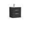 Nuie Athena 505mm Charcoal Black Wall Hung 2 Drawer Vanity Unit With 1 Tap Hole Basin