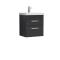 Nuie Athena 500mm Charcoal Black Wall Hung 2 Drawer Vanity Unit With Thin-Edge 1 Tap Hole Basin