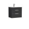 Nuie Athena 600mm Charcoal Black Wall Hung 2 Drawer Vanity Unit With 1 Tap Hole Basin
