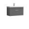 Nuie Athena 800mm Anthracite Woodgrain Wall Hung Single Drawer Vanity Unit Including Basin