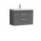 Nuie Athena 800mm Anthracite Woodgrain Wall Hung 2 Drawer Vanity Unit With Thin-Edge 1 Tap Hole Basin