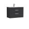 Nuie Athena 800mm Charcoal Black Wall Hung 2 Drawer Vanity Unit With 1 Tap Hole Basin