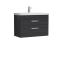 Nuie Athena 800mm Charcoal Black 2 Drawer Wall Hung Vanity Unit With Basin