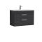 Nuie Athena 800mm Charcoal Black Wall Hung 2 Drawer Vanity Unit With 1 Tap Hole Basin